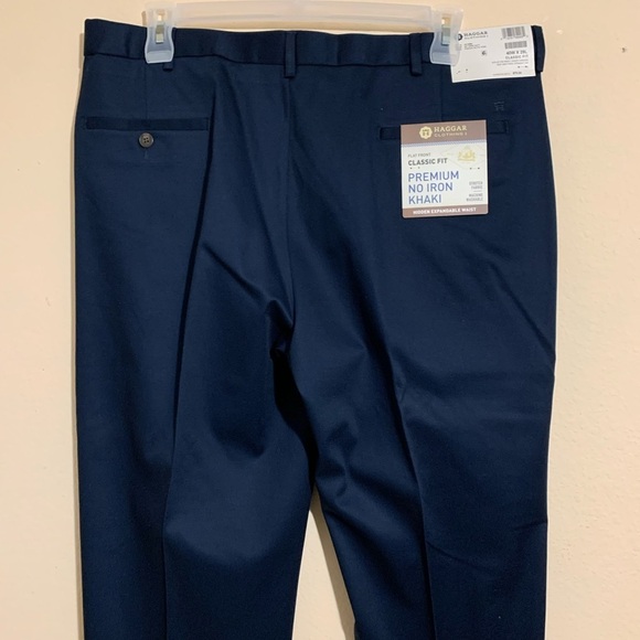 Haggar Men’s Dress Pants Size 40 x 29 Black Flat Front Slacks Stretch Fabric - Picture 4 of 11